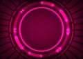 Abstract digital technology red len neon light line dynamic circle background Royalty Free Stock Photo