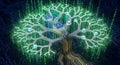 Digital Tree of Life Circuit Board, AI, Data, Technology, Innovation, Growth, Binary Code Royalty Free Stock Photo