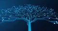 Abstract digital tree of connections representing growth and future technology with glowing blue circuits Royalty Free Stock Photo