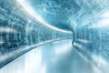 Abstract Digital Tunnel of Binary Code and Futuristic Data Streams with Light Effects Royalty Free Stock Photo