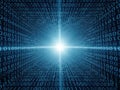 Abstract digital tunnel with binary code and light beam Royalty Free Stock Photo