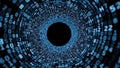 Abstract Digital Tunnel with Blue Binary Code and Numbers Royalty Free Stock Photo