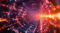 Abstract digital tunnel with glowing data stream Royalty Free Stock Photo