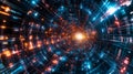 Abstract Digital Tunnel of Glowing Code and Data Streams