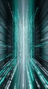 Abstract Digital Tunnel of Glowing Cyan Binary Code Lights Royalty Free Stock Photo