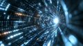 Abstract Digital Tunnel of Light and Binary Code Royalty Free Stock Photo