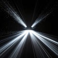 Abstract Digital Tunnel of Light Streaks and Particles Moving Forward in Darkness Royalty Free Stock Photo