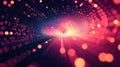 Abstract digital tunnel transmitting light data particles Royalty Free Stock Photo