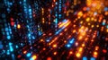 Abstract Digital Binary Code Stream with Glowing Particle and Perspective View Royalty Free Stock Photo