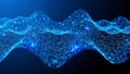 Abstract digital visualization of a blue glowing data wave Royalty Free Stock Photo