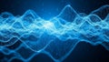 Abstract digital visualization of blue sound waves and data streams with particles Royalty Free Stock Photo