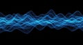 Abstract Blue Digital Waveform or Sound Wave Pattern on Black Background image photo Royalty Free Stock Photo