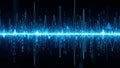 Abstract digital visualization of a bright blue sound wave with geometric data points Royalty Free Stock Photo