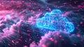 An abstract digital visualization of cloud computing showcasing data processing and AI operations. Generative AI Royalty Free Stock Photo