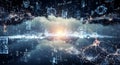 Abstract digital visualization of data, mathematics and neural networks image photo Royalty Free Stock Photo