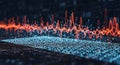 Abstract digital visualization of data signals, featuring a dynamic red Royalty Free Stock Photo