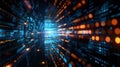 Futuristic Data Stream Tunnel with Binary Code and Light Effects in Digital Space Royalty Free Stock Photo