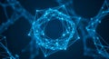 Abstract Blue Geometric Network Structure with Glowing Nodes and Lines connection technology Royalty Free Stock Photo