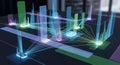 Abstract Network Connection Data Visualization with Glowing Nodes and Lines Royalty Free Stock Photo