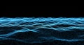 Abstract Blue Digital Wave Form Made of Glowing Particles on Black Background waveform Royalty Free Stock Photo