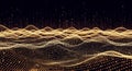 Abstract Golden Digital Wave Particles Flowing on Dark Background image photo Royalty Free Stock Photo