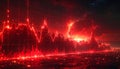 Red Digital Financial Data Visualization with Starry Night Sky Royalty Free Stock Photo