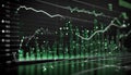 Abstract Digital Visualization of Financial Stock Market Data Trends
