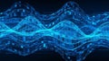 Abstract digital visualization of flowing blue data streams and grid patterns Royalty Free Stock Photo