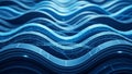 Abstract digital visualization of flowing blue waves with interconnected geometric network Royalty Free Stock Photo