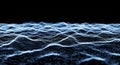 Abstract Blue Digital Waveform Made of Tiny Particles on a Black Background dots Royalty Free Stock Photo