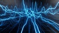 Abstract digital visualization of glowing blue sound waves or data streams Royalty Free Stock Photo