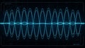 Abstract digital visualization of glowing blue sound waves and data streams on a dark background Royalty Free Stock Photo