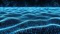 Abstract digital visualization of a glowing blue digital wave or data network Royalty Free Stock Photo