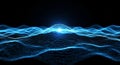 Abstract digital visualization of a glowing blue wave or mountain made of particles technology Royalty Free Stock Photo