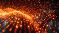 Abstract Digital Flow Background with Orange Particles and Data Stream, futuristic visualization Royalty Free Stock Photo