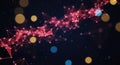 Abstract network of glowing red lines and nodes with bokeh lights in dark space connection technology Royalty Free Stock Photo
