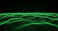 Abstract Green Digital Waveform of Glowing Particles on Black Background image photo Royalty Free Stock Photo