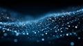 Abstract digital visualization of interconnected glowing data points forming a complex network structure on a dark blue background Royalty Free Stock Photo