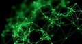 Abstract Green Network Connections on Black Background technology digital Royalty Free Stock Photo