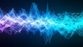 Abstract digital visualization of sound waves or data streams with glowing blue and purple Royalty Free Stock Photo