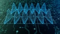 Digital abstract visualization of sound waves and data flow on circuit board Royalty Free Stock Photo