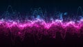 Abstract digital visualization of sound waves or data streams with glowing pink and blue circuit board Keywords Royalty Free Stock Photo