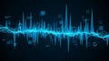 Abstract digital visualization of a vibrant blue sound wave equalizer Royalty Free Stock Photo