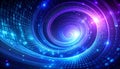 Abstract digital vortex with glowing binary code and purple light trails data swirl Royalty Free Stock Photo