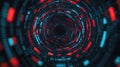 Abstract Digital Vortex of Red and Cyan Data Streams in a Dark Tunnel Royalty Free Stock Photo
