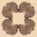 Abstract digital watercolor seamless pattern, soft brown and beige symmetrical art illustration Royalty Free Stock Photo