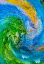 Abstract Digital Watercolour Painting Green Blue Yellow Swirl