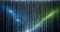 Digital Rain Waterfall Binary Code Falling Stream with Light Streaks Royalty Free Stock Photo