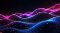 Abstract Digital Wave Background Futuristic Neon Particles and Glowing Dots in Motion Royalty Free Stock Photo