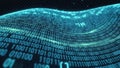 Abstract digital wave of binary code on dark background Royalty Free Stock Photo